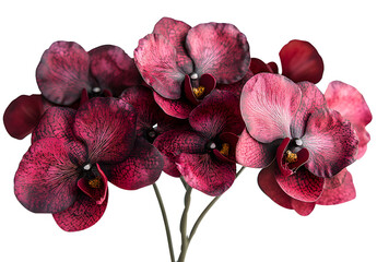 Dark Red Orchid Flowers Isolated on Transparent Background
