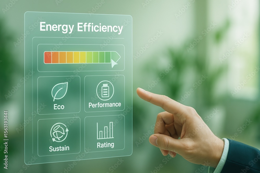 Aufkleber Digital Energy Efficiency Dashboard with Eco Performance and Rating Indicators