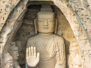 the Buddha in the cave at Tianti Mountain, Gansu, China