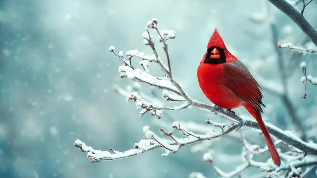 Northern Cardinal in Winter Snow