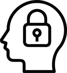 Human profile silhouette design depicting secure thoughts and protection of the mind