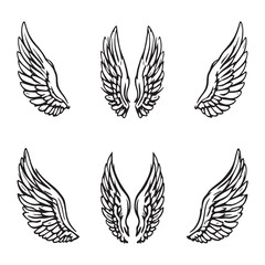 Elegant angel wing line art vector drawing design