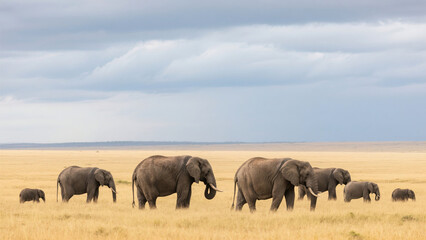 Obraz premium elephants in the savannah
