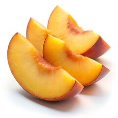 Peach Slices Fresh on White Background Photo