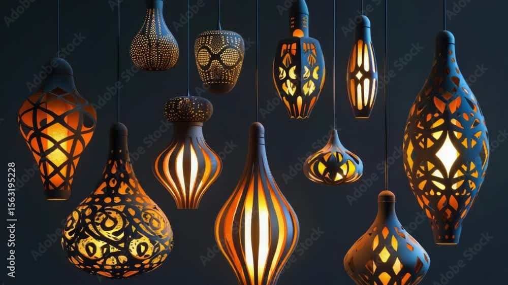 Aufkleber A collection of colorful lights hanging from above, lit up and ready to use