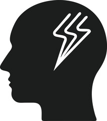 Silhouette of a human head with subtle electrical bolt vector design