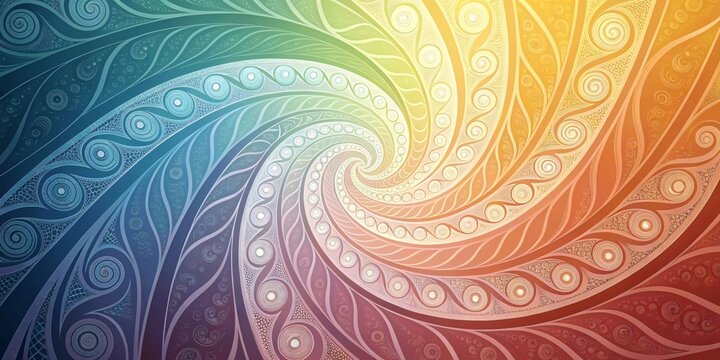 Abstract rainbow swirl pattern with intricate decorative details and gradient colors