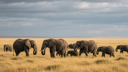 Fototapeta premium elephants in the savannah