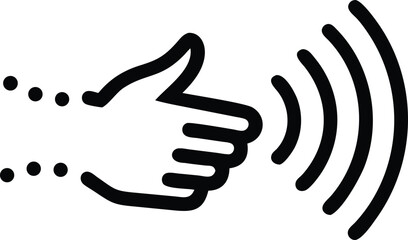 Black silhouette hand or finger design emitting or receiving subtle symbol vector