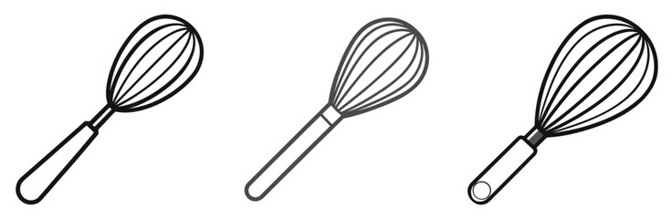 Whisk Coloring Book Page - Outline Vector Line Art
