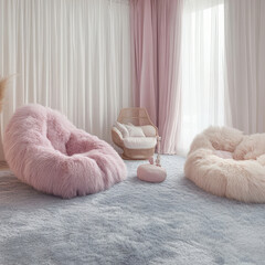 A woman relaxes comfortably on a sofa in a living room, enjoying the cozy home interior designed for relaxation