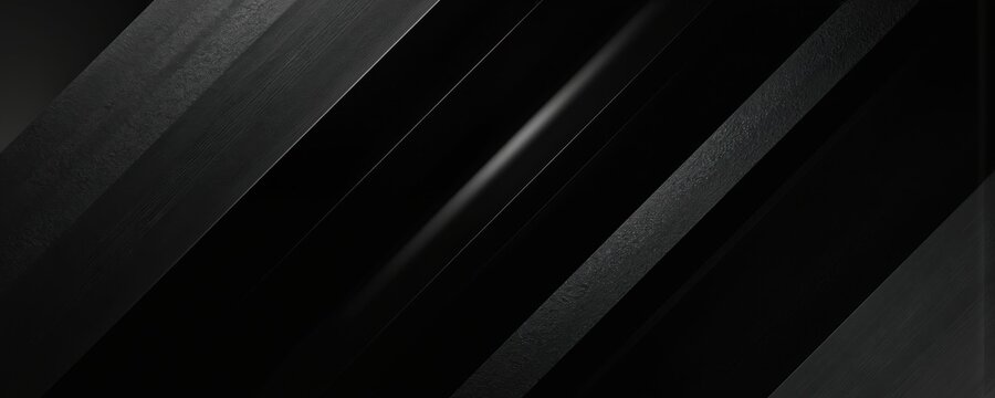 Luxury black background with diagonal stripes. Dark elegant dynamic abstract trendy geometric BG. Universal minimal 3d backdrop with shine lines. Deluxe carbone template for web, print, banner ads.