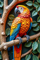 Colorful parrot bird decorative art background 