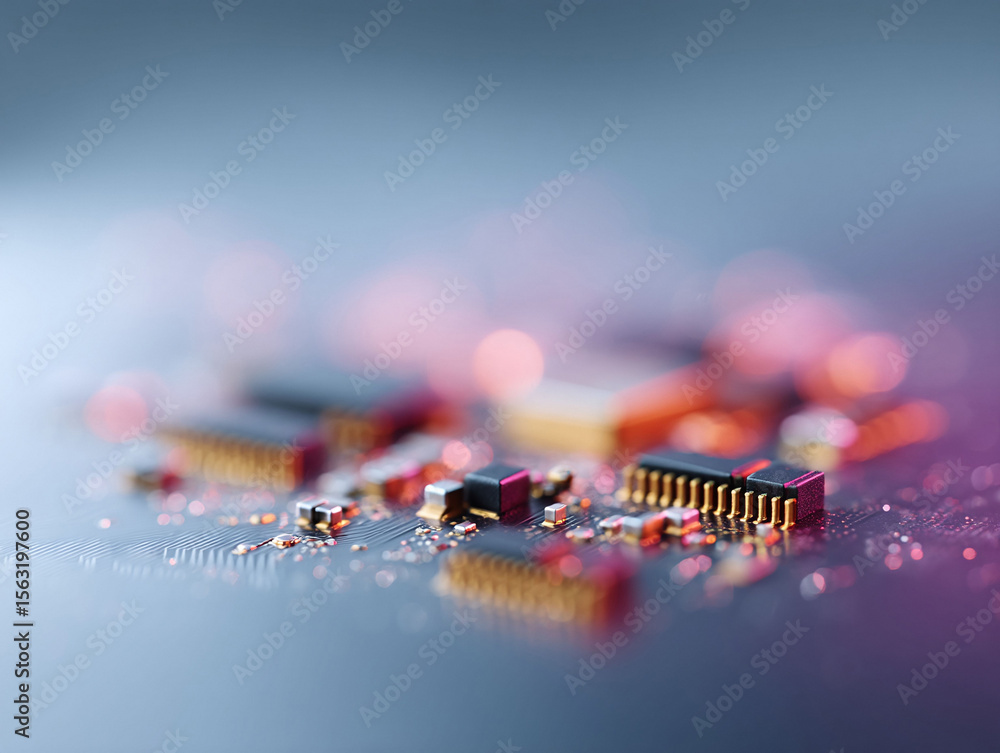 Aufkleber abstract image of a circuit board with microchips and glowing lights, symbolizing technology, innova