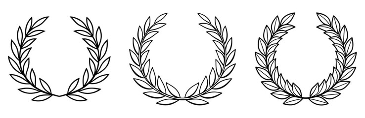 Wreath of Laurels Coloring Book Page - Outline Vector Line Art