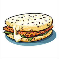Delicious chicken sandwich with melted cheese