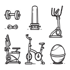 Fitness gear line art vector illustration for health concept