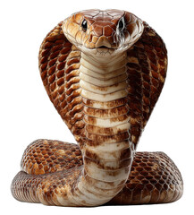 cobra snake with hood extended isolated on transparent background
