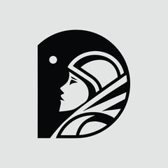 Minimalist vector illustration of a woman's profile with artistic geometric design