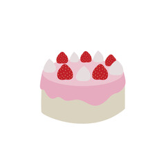 birthday cake strawberry shortcake delicious dessert food sweet emoji symbol sign icon vector illustration