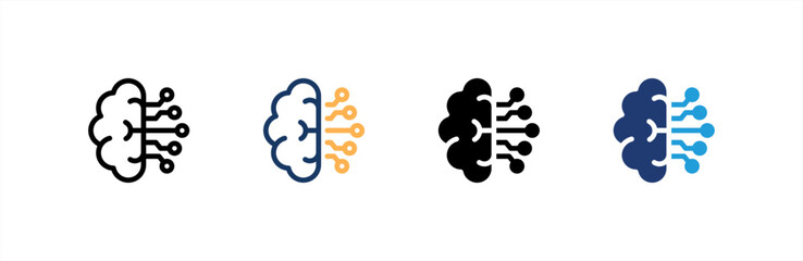Artificial Intelligence icon set multiple style collection. Vector illustration.
