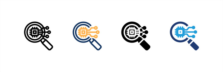 Search icon set multiple style collection. Vector illustration.
