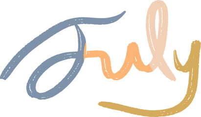 Naklejka premium Cheerful hand-lettered “July” with heart detail, perfect for celebrating summer days and seasonal projects