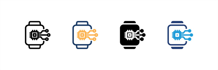 SmartWatch icon set multiple style collection. Vector illustration.
