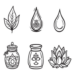 hand drawn ayurvedic medicine and herbal remedy illustrations