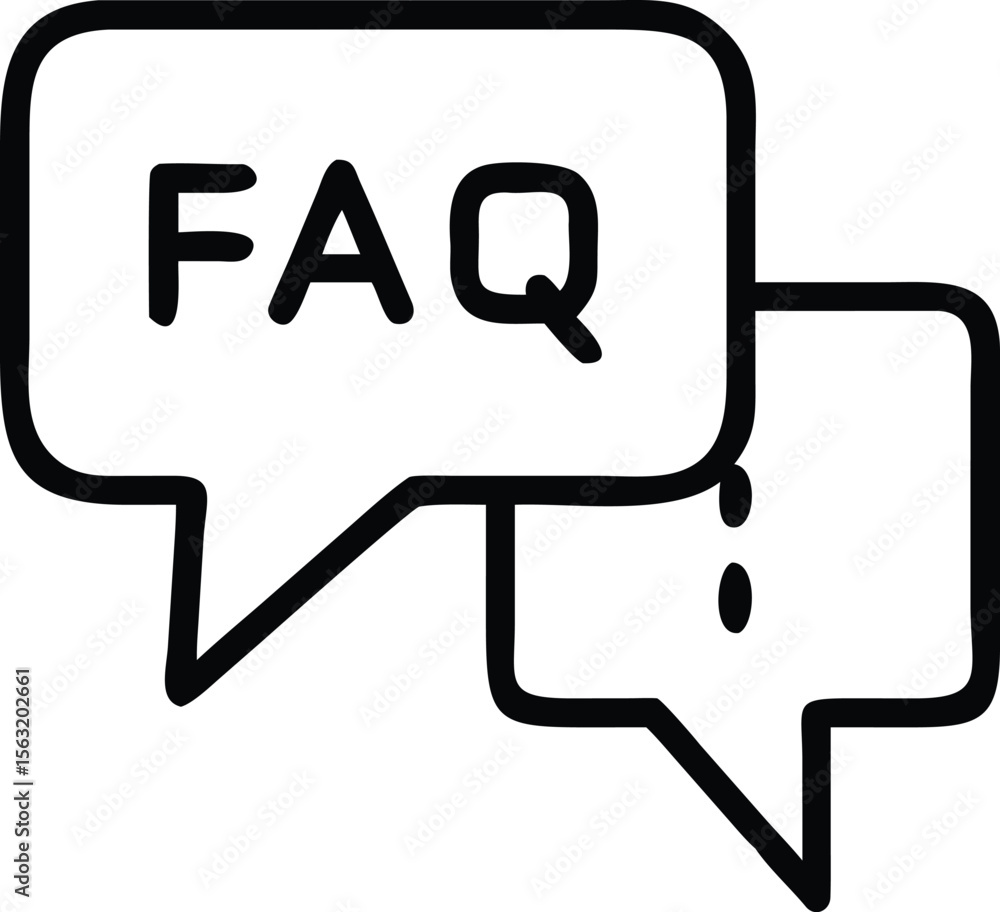 Poster hand drawn faq icon with chat bubbles for website help and support
