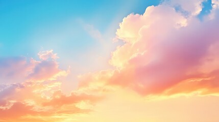 Obraz premium Pastel Sunset Sky with Fluffy Clouds