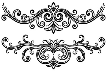 Elegant Vintage Decorative Dividers with Ornate Swirls for Classic Invitations, Frames, Borders, and Design Projects