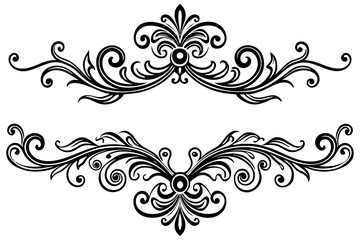 Elegant Vintage Decorative Dividers with Ornate Swirls for Classic Invitations, Frames, Borders, and Design Projects