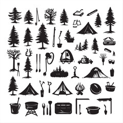 Camping and Outdoor Recreation Silhouette Collection