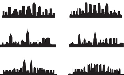 Fototapeta premium Diverse city skylines silhouette collection urban architecture