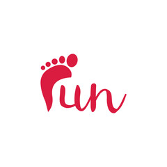 Fun company with kid or baby pink footprint isolated vector logo. Icon and emblem concept for kindergarten, pre-school, toy store, playgroup, baby sitting