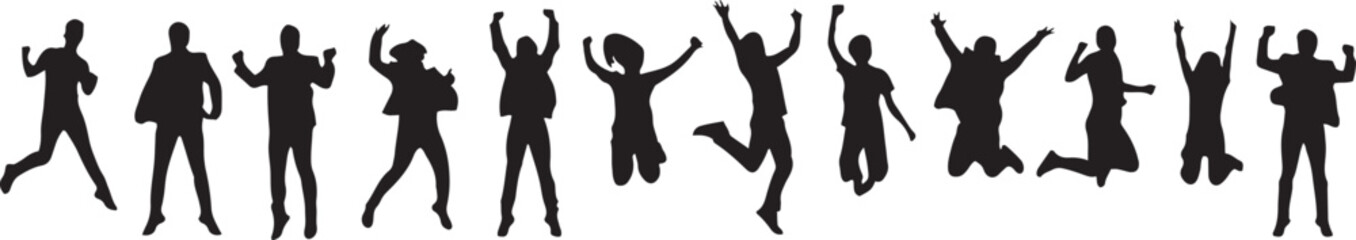 Obraz premium Jumping people celebration silhouettes happy