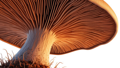 Underside View of Mushroom Gills Illuminated