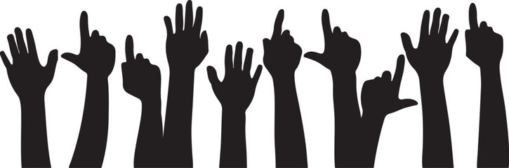 Fototapeta premium Raised hands pointing upwards arms fingers