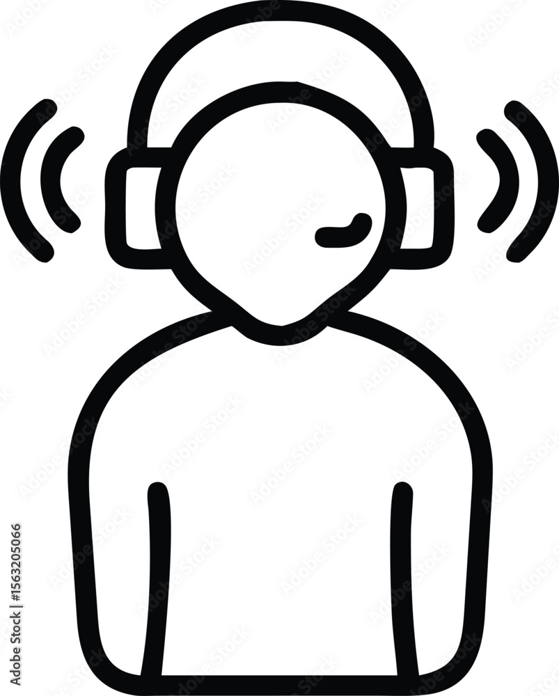 Poster helpline operator with headset icon for call center and support