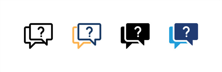 Faq icon set multiple style collection. Vector illustration.