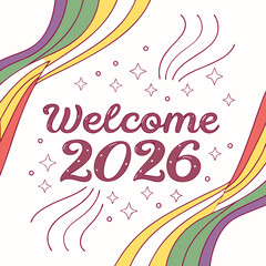 Welcome new year celebration with abstract rainbow