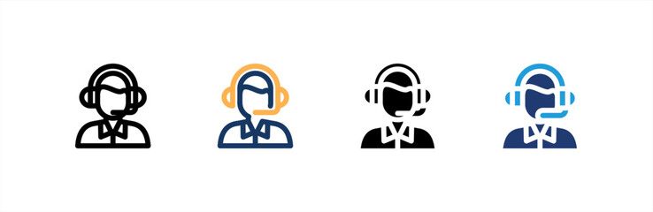 Customer Service icon set multiple style collection. Vector illustration.