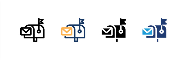 Obraz premium Mailbox icon set multiple style collection. Vector illustration.