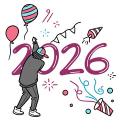 Festive celebration with balloons and confetti party