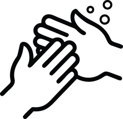 Obraz premium illustration of washing hands with soap in simple outline style, hygiene icon