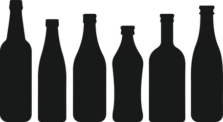 Collection of diverse bottle silhouettes against a clean white background