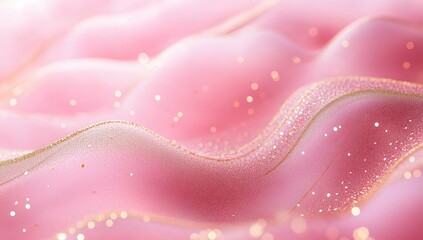 Abstract, soft pink fabric with golden lines and glitter