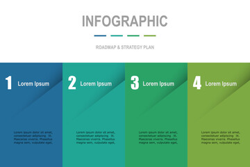 For business concept with 4 steps infographics, multicolor rectangle shape, design for workflow layout, diagram, annual report, web design. vector