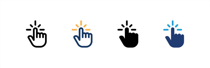 Click icon set multiple style collection. Vector illustration.